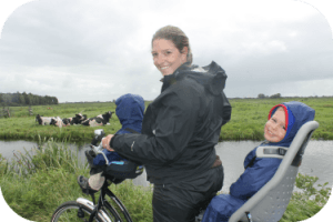 Dutch bike path with cows. 